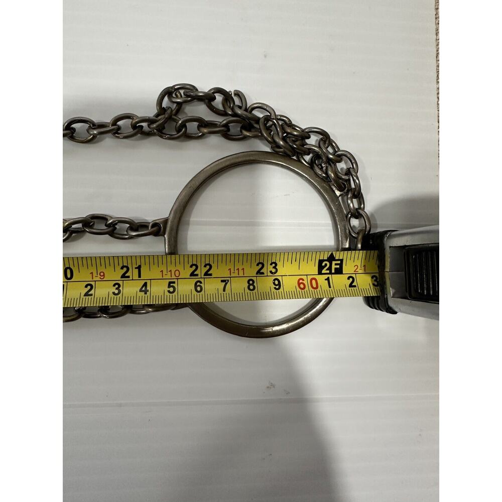 Hip Belt Open Circle Link Hammered Silver Metal Chain Adjustable Fits - Picture 2 of 2